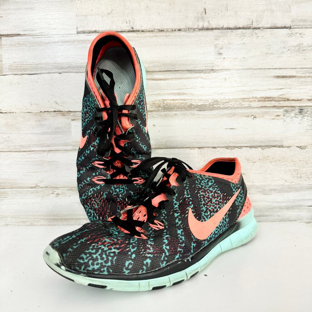 Nike Womens Free 5.0 TR Fir‎ 5 Black/Orange/Teal Running Shoe Size 8.5